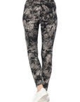 Yoga Style Banded Lined Multi Printed Knit Legging With High Waist