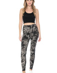 Yoga Style Banded Lined Multi Printed Knit Legging With High Waist