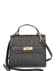 Faux Straw Top Handle Clutch