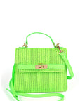 Faux Straw Top Handle Clutch