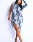 Snake Print Unbalance Tie Dress