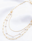 Pearl Beaded Oval Link Layered Necklace