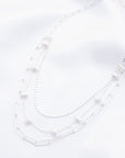 Pearl Beaded Oval Link Layered Necklace