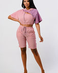 Pants Set In Color Block With Hoodie And Detachable Bottom Part