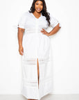 Puff Sleeve Maxi Dress With Lace Insert