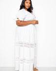 Puff Sleeve Maxi Dress With Lace Insert