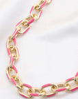 Color Metal Oval Link Necklace
