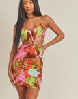 Cut Out Tie Back Halter Dress