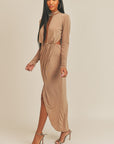 Pecan Brown Open Front Dress