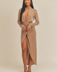 Pecan Brown Open Front Dress