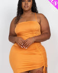 Plus Adjustable Ruched Detail Curvy Mini Dress