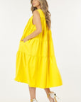 Sleeveless Basic Stretch Poplin Dress With Layers