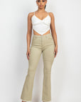 Frayed Bell Bottom Colored Denim Jeans