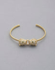 Double Leopard Head Metal Bangle Bracelet