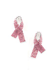 Rhinestone Awarness Bow Earring
