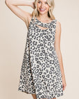 Cute Animal Print Cut Out Neckline Sleeveless Tunic Dress