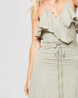 A Knit Top With Deep V Neckline And Yoke Design