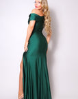 One Shoulder Draped Side Slit Maxi Dress