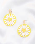 Daisy Printed Round Ac Drop Earriing