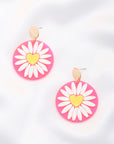 Daisy Printed Round Ac Drop Earriing