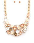Teardrop Rectangle Shape Rhinestone Statement Necklace