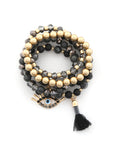 Evil Eye Bead Tassel Bracelet Set