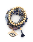 Evil Eye Bead Tassel Bracelet Set