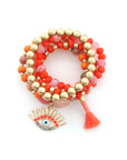 Evil Eye Bead Tassel Bracelet Set