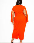 Cape Sleeve Dress With Knot Detail