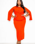 Cape Sleeve Dress With Knot Detail