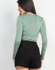 Twisted Velvety Long Sleeve Crop Top