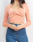 Twisted Velvety Long Sleeve Crop Top