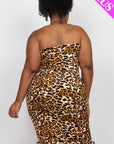 Leopard Print Ruched Drawstring Tube Dress