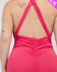 Plus Plunging Neck Crisscross Back Ruched Bodycon Mini Dress