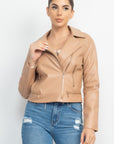 Zippered Notch Lapel Rider Jacket