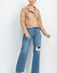 Zippered Notch Lapel Rider Jacket