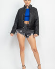 Mock Neck Quilted Jacket