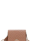 Fashion Double Metal Pattern Stitching Tassel Crossbody Bag