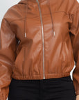 Faux Leather Hoodie Jacket