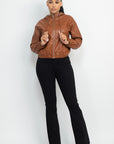 Faux Leather Hoodie Jacket