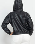 Faux Leather Hoodie Jacket