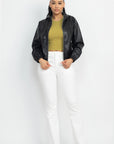 Faux Leather Hoodie Jacket