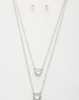 Double Crystal Metal Layered Necklace