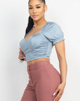 Ruching Puff Sleevetop