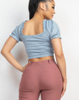 Ruching Puff Sleevetop