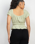 Puff Sleeve Eyelet Peplum Top