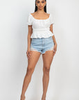 Puff Sleeve Eyelet Peplum Top
