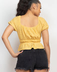 Puff Sleeve Eyelet Peplum Top
