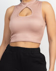 Mock Keyhole-front Crop Top