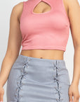 Mock Keyhole-front Crop Top